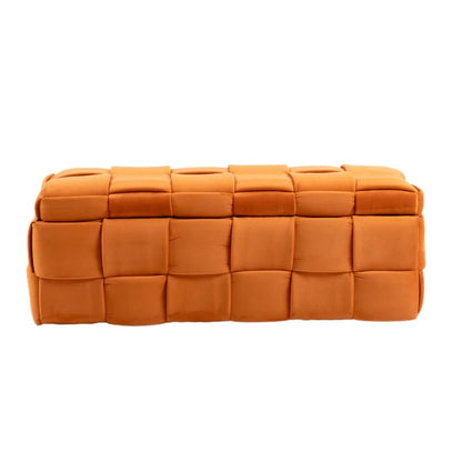 COOLMORE Upholstered Fabric Storage Ottoman with Safety Hinge, Orange Velvet, 43.7'' x 17.32'' x 15.73''-海智集-Default-