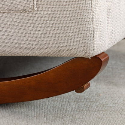 High Back Rocking Chair Nursery Chair .Comfortable Rocker Fabric Padded Seat .Modern High Back Armchair-海智集-Default-