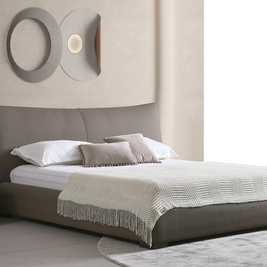 Jinxuan Series GINSON genuine leather Bed, modern and simple Italian light luxury high-end solid wood soft package Chanel (including bed board, excluding bedside table)-海智集-