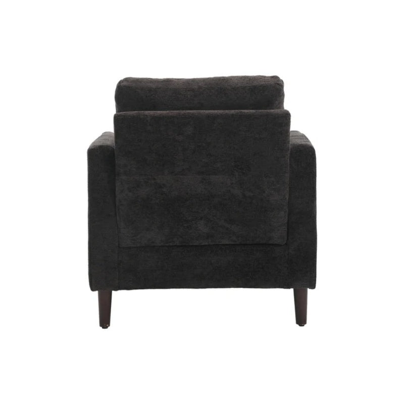 Modern Accent Chair Lounge Chair Black Chenille Tufted Club Chair Mid Century Arm Chair with Solid Wood Frame-海智集-Default-