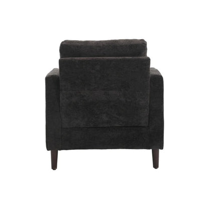 Modern Accent Chair Lounge Chair Black Chenille Tufted Club Chair Mid Century Arm Chair with Solid Wood Frame-海智集-Default-