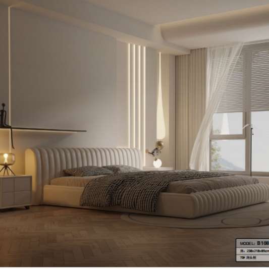 Elevate Your Bedroom: Italian-Inspired Matte Fabric Luxury Bed-海智集-