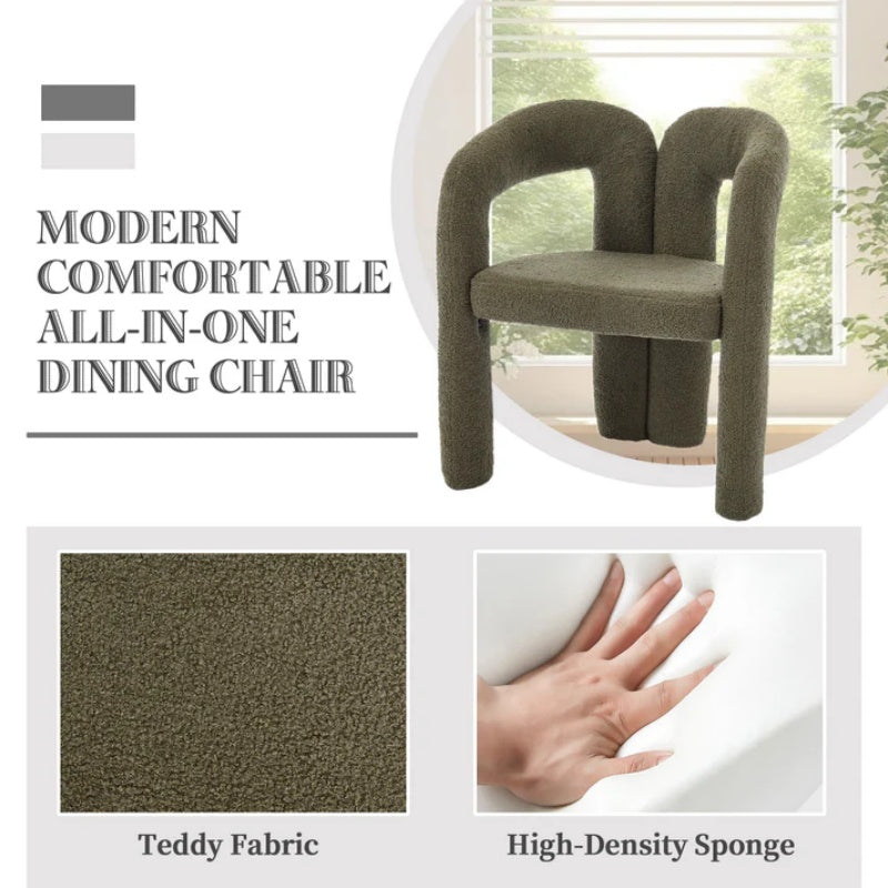 COOLMORE Contemporary Designed Velvet Upholstered Accent/Dining Chair in Olive Teddy Fabric with Armrests-海智集-Default-