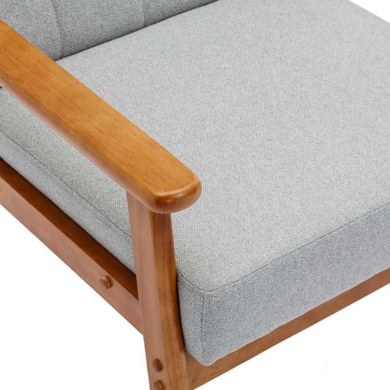 Accent Chairs Set of 2 with Side Table, Mid Century Modern Accent Chair, Wood and Fabric Armchairs Side Chair, Lounge Reading Comfy Arm Chair for Living Room, Bedroom, Office-海智集-Default-