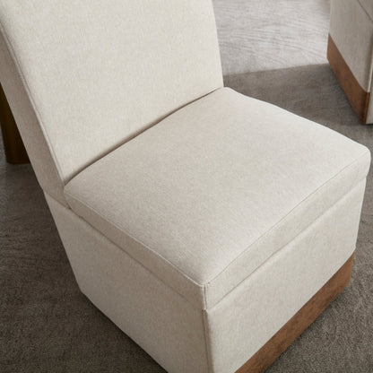 COOLMORE 360 Degree Swivel Upholstered Dining Chairs Set of 2 Swivel Dining Room Chairs Kitchen Chairs Casters & Storage Comfy Modern Rolling Chair for Living Room Fabric Armless Chair-海智集-Default-