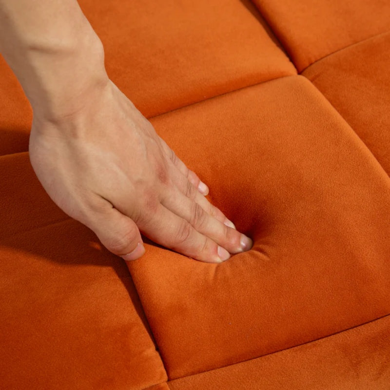 COOLMORE Upholstered Fabric Storage Ottoman with Safety Hinge, Orange Velvet, 43.7'' x 17.32'' x 15.73''-海智集-Default-