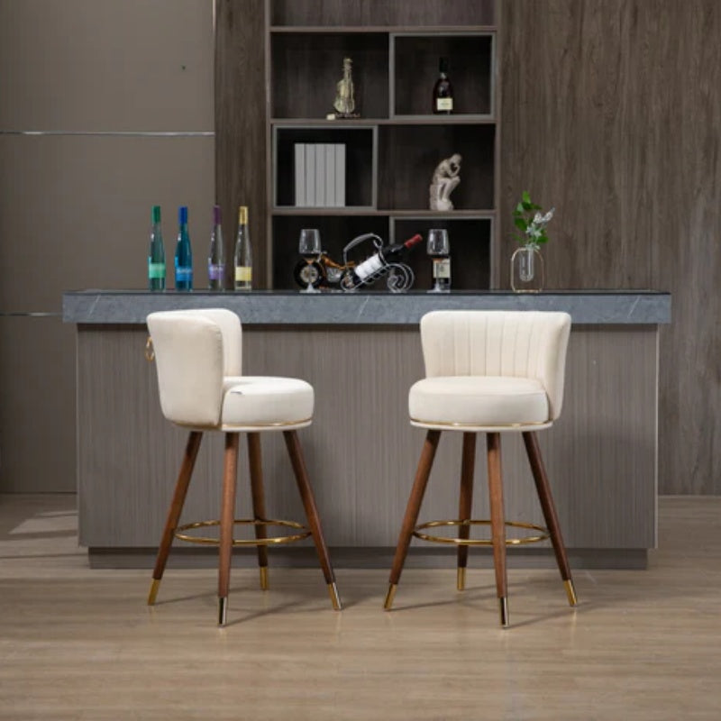 COOLMORE Counter Height Bar Stools Set of 2 for Kitchen Counter Solid Wood Legs with a fixed height of 360 degrees-海智集-Default-