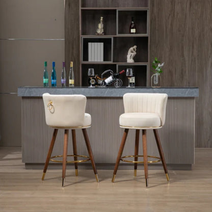 COOLMORE Counter Height Bar Stools Set of 2 for Kitchen Counter Solid Wood Legs with a fixed height of 360 degrees-海智集-Default-