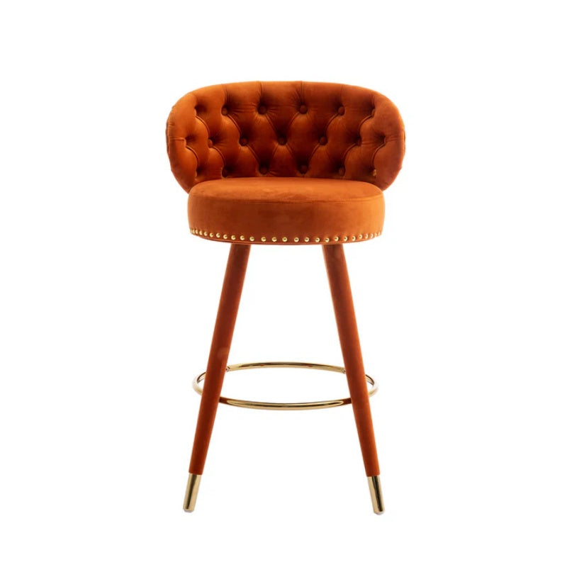COOLMORE Counter Height Bar Stools Set of 2 for Kitchen Counter Solid Wood Legs with a fixed height of 360 degrees-海智集-Default-