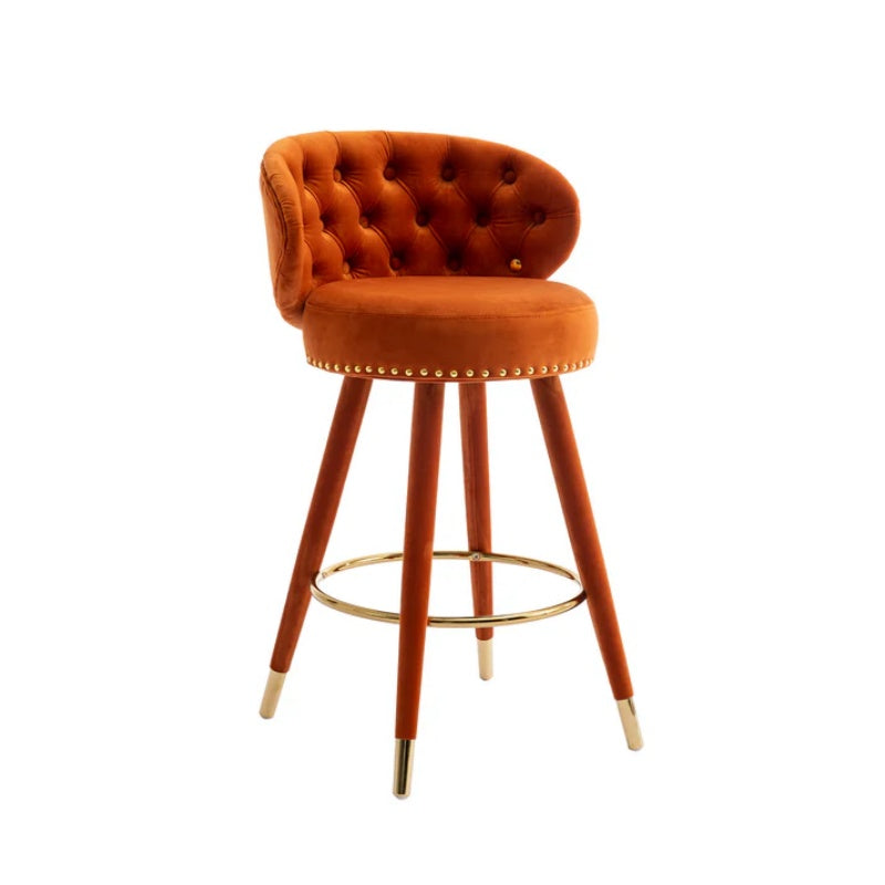 COOLMORE Counter Height Bar Stools Set of 2 for Kitchen Counter Solid Wood Legs with a fixed height of 360 degrees-海智集-Default-