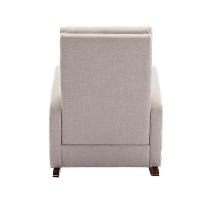 High Back Rocking Chair Nursery Chair .Comfortable Rocker Fabric Padded Seat .Modern High Back Armchair-海智集-Default-
