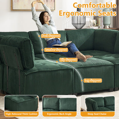 UNITED WE WIN Modular Sectional Sofa U Shaped Modular Couch with Reversible Chaise Modular Sofa Sectional Couch,6- Seat Convertible Sofa,Fit for Living Room-海智集-Default-