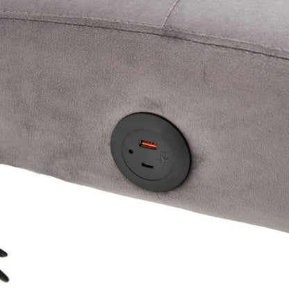 Foldable Fashion Sofa Bed High End Flannel Fabric Back Adjustable Sofa Recliner Futon, Modern Fashion Sofa with Charging Port, Suitable for Living Room Bedroom Office (Gray)-海智集-Default-