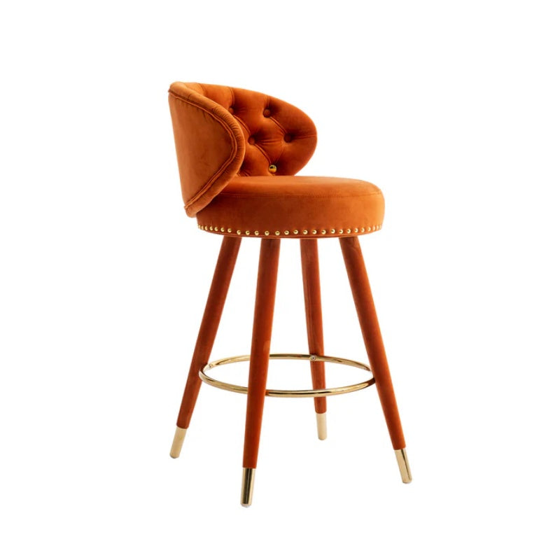 COOLMORE Counter Height Bar Stools Set of 2 for Kitchen Counter Solid Wood Legs with a fixed height of 360 degrees-海智集-Default-