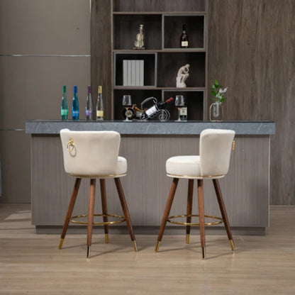 COOLMORE Counter Height Bar Stools Set of 2 for Kitchen Counter Solid Wood Legs with a fixed height of 360 degrees-海智集-Default-