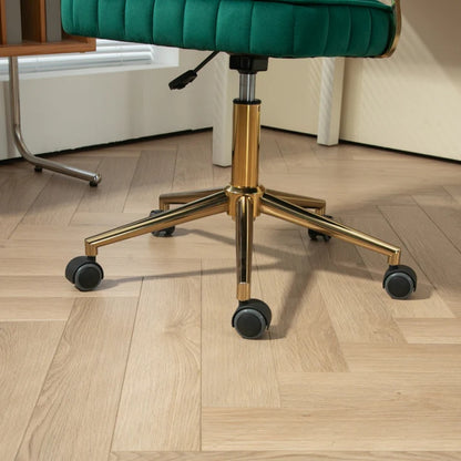 Velvet Home Office Desk Chair, Modern Cute Computer Chair, Wheels Swivel Height Adjustable Task Chair, Emerald Velvet-海智集-Default-