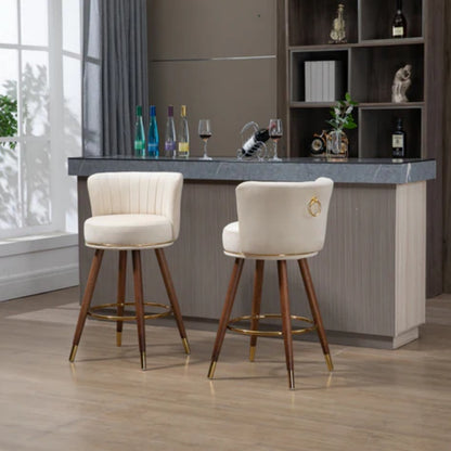 COOLMORE Counter Height Bar Stools Set of 2 for Kitchen Counter Solid Wood Legs with a fixed height of 360 degrees-海智集-Default-