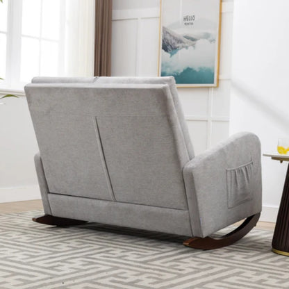 COOLMORE Rocking Chair Upholstered Mid Century Modern Rocker Oversized Wingback Armchair for Living Room-海智集-Default-