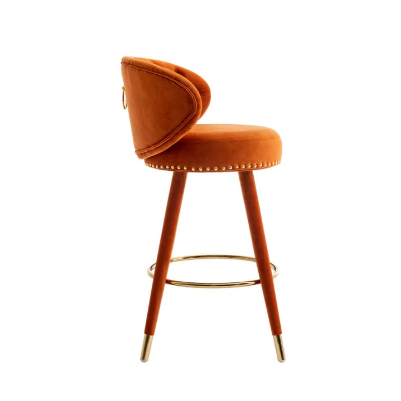 COOLMORE Counter Height Bar Stools Set of 2 for Kitchen Counter Solid Wood Legs with a fixed height of 360 degrees-海智集-Default-