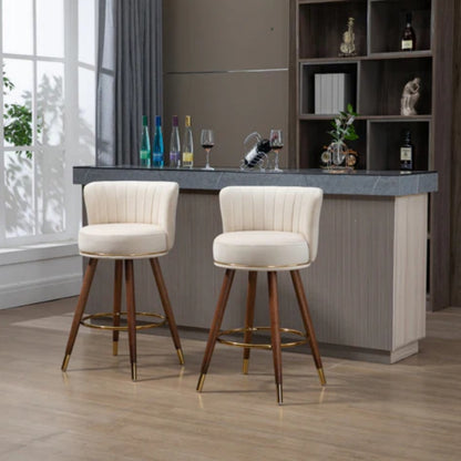 COOLMORE Counter Height Bar Stools Set of 2 for Kitchen Counter Solid Wood Legs with a fixed height of 360 degrees-海智集-Default-