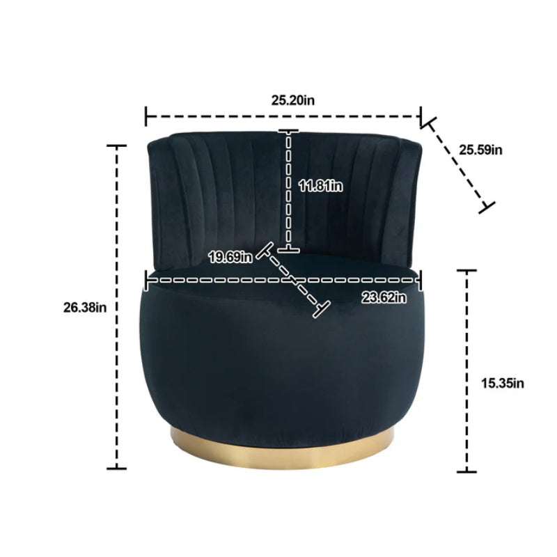 COOLMORE Swivel Barrel Chair, 360 Degree Round Armchair with Fluffy Velvet Upholstery for Living Room, Bedroom, Office-海智集-Default-