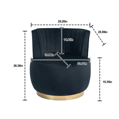 COOLMORE Swivel Barrel Chair, 360 Degree Round Armchair with Fluffy Velvet Upholstery for Living Room, Bedroom, Office-海智集-Default-