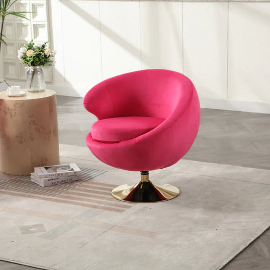 360 Degree Swivel Cuddle Barrel Accent Chairs, Round Armchairs with Wide Upholstered, Fluffy Fabric Chair for Living Room, Bedroom, Office, Waiting Rooms-海智集-Default-