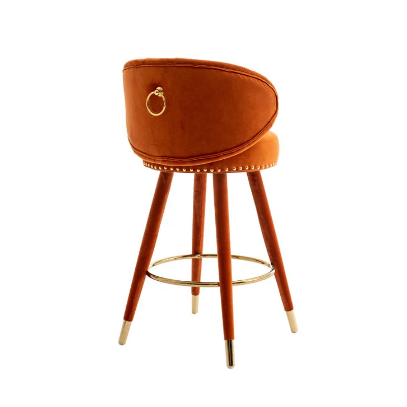 COOLMORE Counter Height Bar Stools Set of 2 for Kitchen Counter Solid Wood Legs with a fixed height of 360 degrees-海智集-Default-