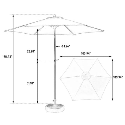 9FT Outdoor Patio Umbrella Outdoor Table Umbrella with Push Button Tilt and Crank, Market Umbrella 6 Sturdy Ribs , Deck, Backyard, Pool (Base Not Included) - (Navy blue )-海智集-Default-