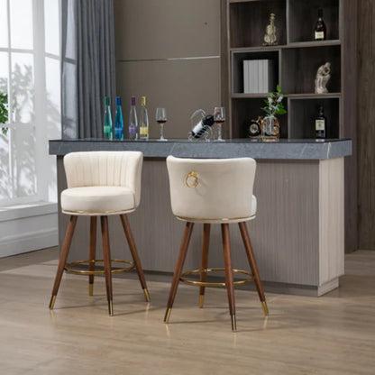 COOLMORE Counter Height Bar Stools Set of 2 for Kitchen Counter Solid Wood Legs with a fixed height of 360 degrees-海智集-Default-