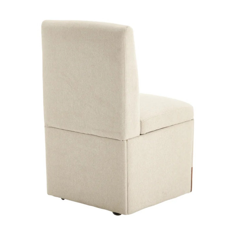 COOLMORE 360 Degree Swivel Upholstered Dining Chairs Set of 2 Swivel Dining Room Chairs Kitchen Chairs Casters & Storage Comfy Modern Rolling Chair for Living Room Fabric Armless Chair-海智集-Default-
