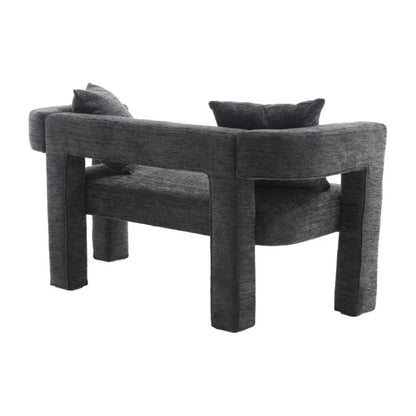 Modern Chenille Loveseat Sofa, Comfy Upholstered 2-Seater Sofa, Small Loveseat Accent Couch for Living Bedroom Leisure Areas, Carbon Black-海智集-Default-