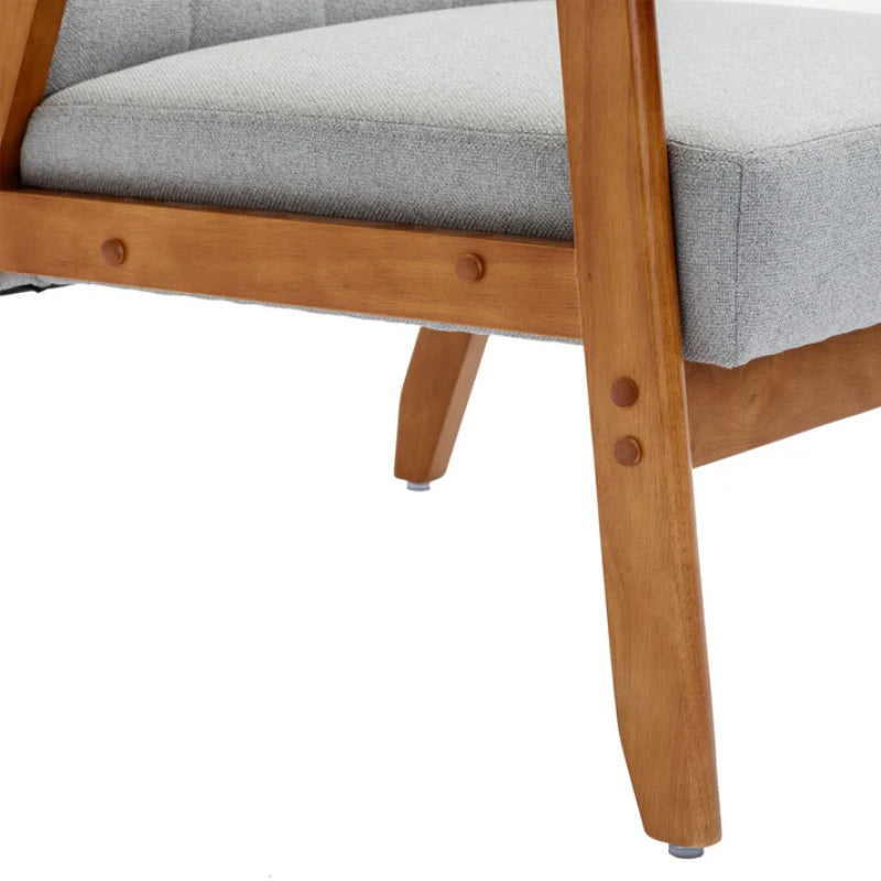 Accent Chairs Set of 2 with Side Table, Mid Century Modern Accent Chair, Wood and Fabric Armchairs Side Chair, Lounge Reading Comfy Arm Chair for Living Room, Bedroom, Office-海智集-Default-