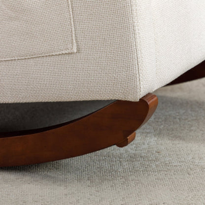 High Back Rocking Chair Nursery Chair .Comfortable Rocker Fabric Padded Seat .Modern High Back Armchair-海智集-Default-