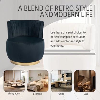 COOLMORE Swivel Barrel Chair, 360 Degree Round Armchair with Fluffy Velvet Upholstery for Living Room, Bedroom, Office-海智集-Default-