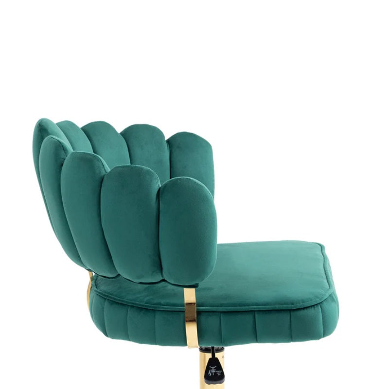 Velvet Home Office Desk Chair, Modern Cute Computer Chair, Wheels Swivel Height Adjustable Task Chair, Emerald Velvet-海智集-Default-