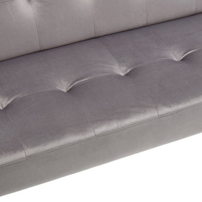 Foldable Fashion Sofa Bed High End Flannel Fabric Back Adjustable Sofa Recliner Futon, Modern Fashion Sofa with Charging Port, Suitable for Living Room Bedroom Office (Gray)-海智集-Default-