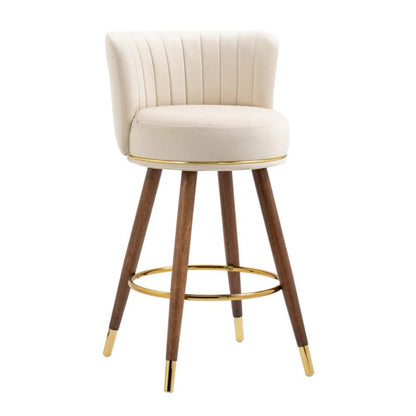 COOLMORE Counter Height Bar Stools Set of 2 for Kitchen Counter Solid Wood Legs with a fixed height of 360 degrees-海智集-Default-