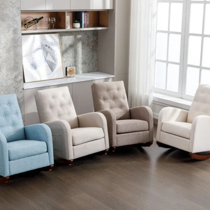 High Back Rocking Chair Nursery Chair .Comfortable Rocker Fabric Padded Seat .Modern High Back Armchair-海智集-Default-