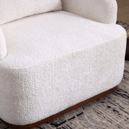 Swivel Barrel Chair, Comfy Round Accent Sofa Chair 360 Degree Swivel, White Chenille, 31.5 x 31.5 x 27.56-海智集-Default-