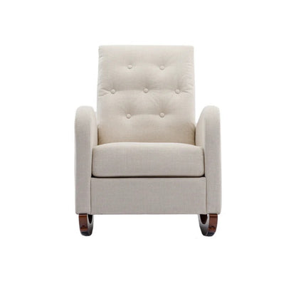 High Back Rocking Chair Nursery Chair .Comfortable Rocker Fabric Padded Seat .Modern High Back Armchair-海智集-Default-