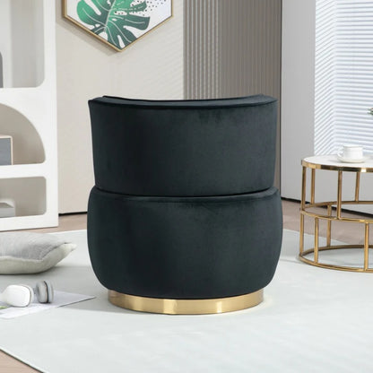 COOLMORE Swivel Barrel Chair, 360 Degree Round Armchair with Fluffy Velvet Upholstery for Living Room, Bedroom, Office-海智集-Default-