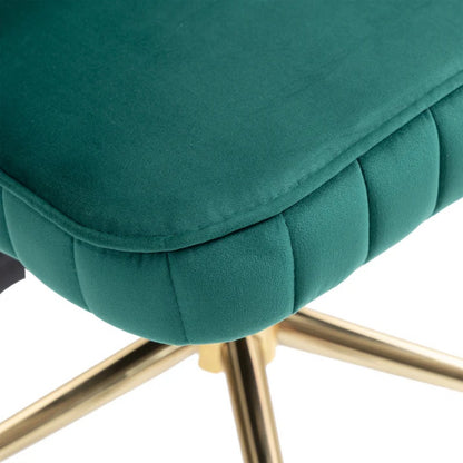 Velvet Home Office Desk Chair, Modern Cute Computer Chair, Wheels Swivel Height Adjustable Task Chair, Emerald Velvet-海智集-Default-