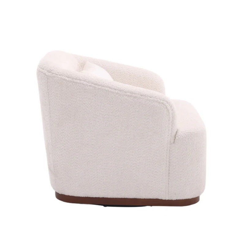 Swivel Barrel Chair, Comfy Round Accent Sofa Chair 360 Degree Swivel, White Chenille, 31.5 x 31.5 x 27.56-海智集-Default-