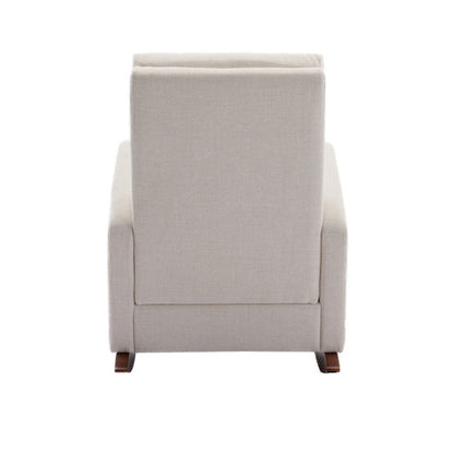 High Back Rocking Chair Nursery Chair .Comfortable Rocker Fabric Padded Seat .Modern High Back Armchair-海智集-Default-