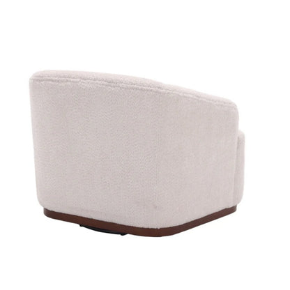 Swivel Barrel Chair, Comfy Round Accent Sofa Chair 360 Degree Swivel, White Chenille, 31.5 x 31.5 x 27.56-海智集-Default-