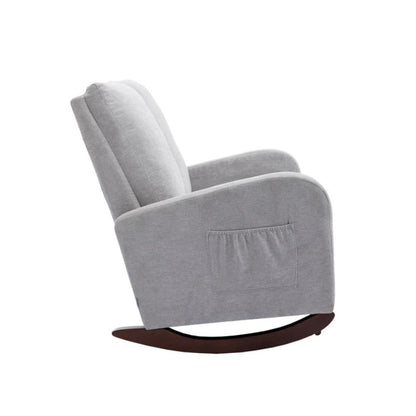 COOLMORE Rocking Chair Upholstered Mid Century Modern Rocker Oversized Wingback Armchair for Living Room-海智集-Default-