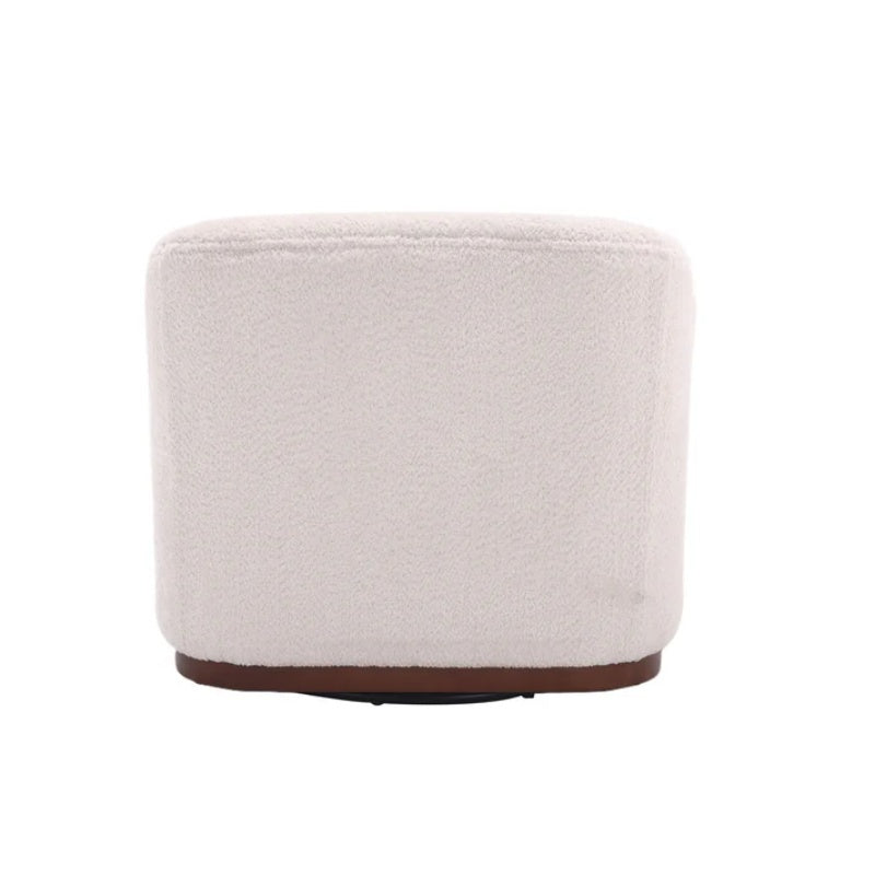Swivel Barrel Chair, Comfy Round Accent Sofa Chair 360 Degree Swivel, White Chenille, 31.5 x 31.5 x 27.56-海智集-Default-