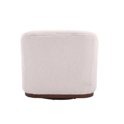 Swivel Barrel Chair, Comfy Round Accent Sofa Chair 360 Degree Swivel, White Chenille, 31.5 x 31.5 x 27.56-海智集-Default-