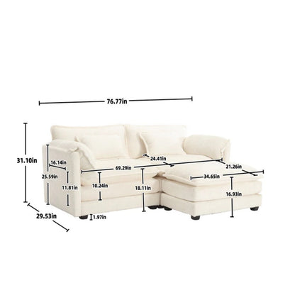 UNITED WE WIN Chenille fabric, removable armrests with side pockets, high density sponge filling, oversized double sofa with footstool-海智集-Default-